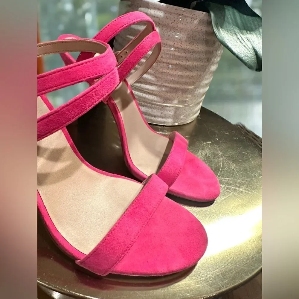 Stuart Weitzman Crystal Buckle 95 Suede Sandal Heels Size 8.5